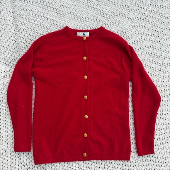 Saks Fifth Avenue Sweaters - Saks Fifth Avenue 100% Cashmere Vintage Red Cardigan with Gold Buttons Size S
